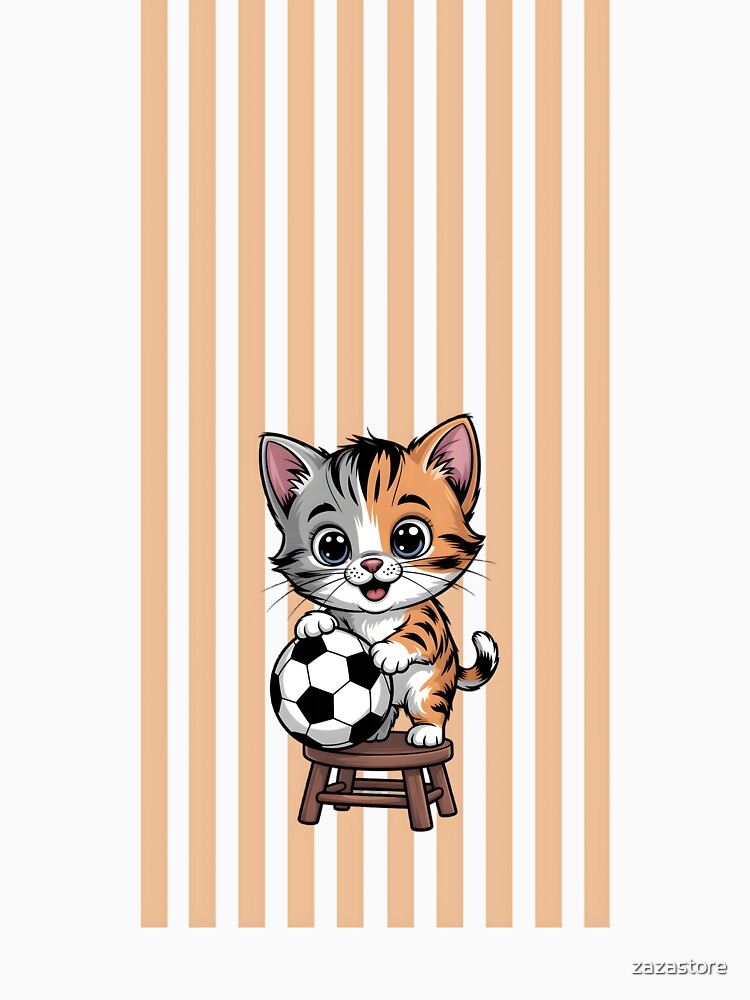 Cute Soccer Cat – Kawaii Kitten Playing Football Cartoon by zazastore