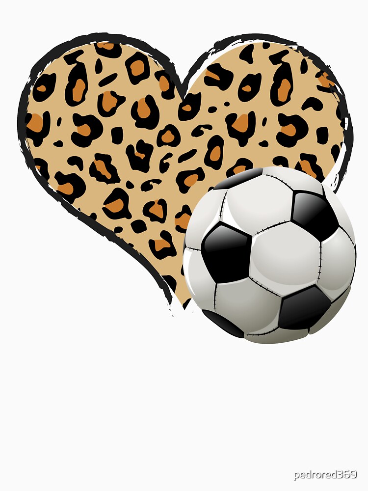 Cool Soccer Love Leopard Heart Design For Soccer Lovers ,Funny Football Sport Valentine's Day Outfit Boys And Girls by pedrored369
