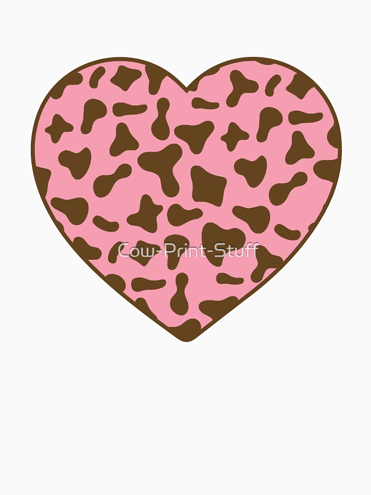 Brown Cow Pattern on Pink Cowhide | Brown Cow Skin Heart by Cow-Print-Stuff