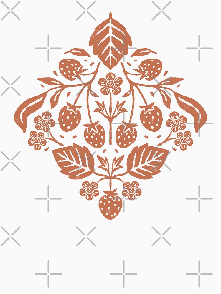 Block Print Strawberry Garden by ohjessmarie