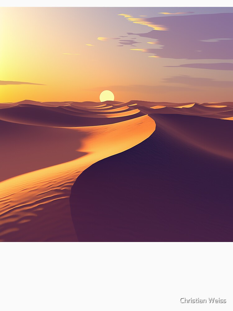 Golden Sunset Desert Dunes Horizon by Christian Weiss