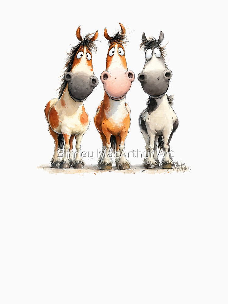 Cute Happy Horses ' The Trailblazers ' Designs BY SHiRLeY MacARTHuR by Shirley MacArthur Art
