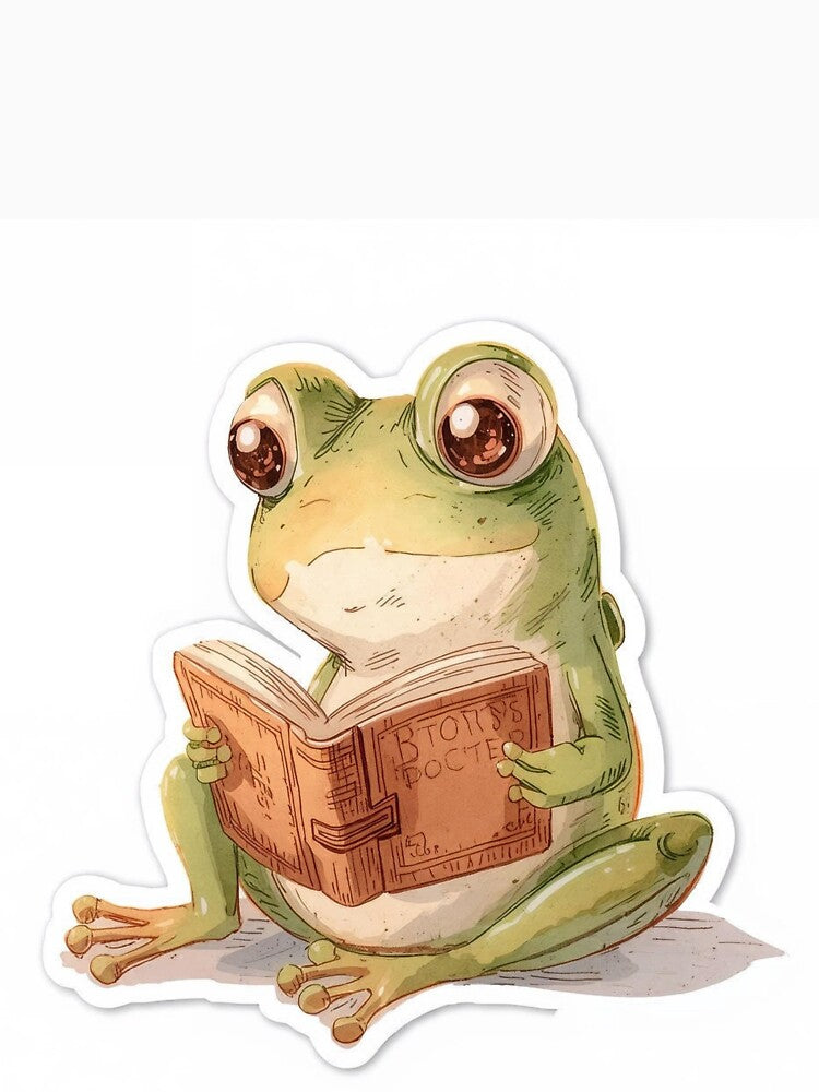 Cute Frog  Reading a Book by Happy4uuuu