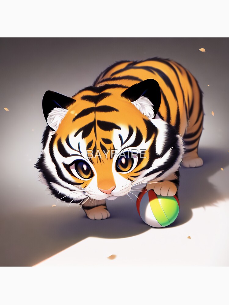 Cute Baby Tiger Playing With Ball by BAYFAIRE