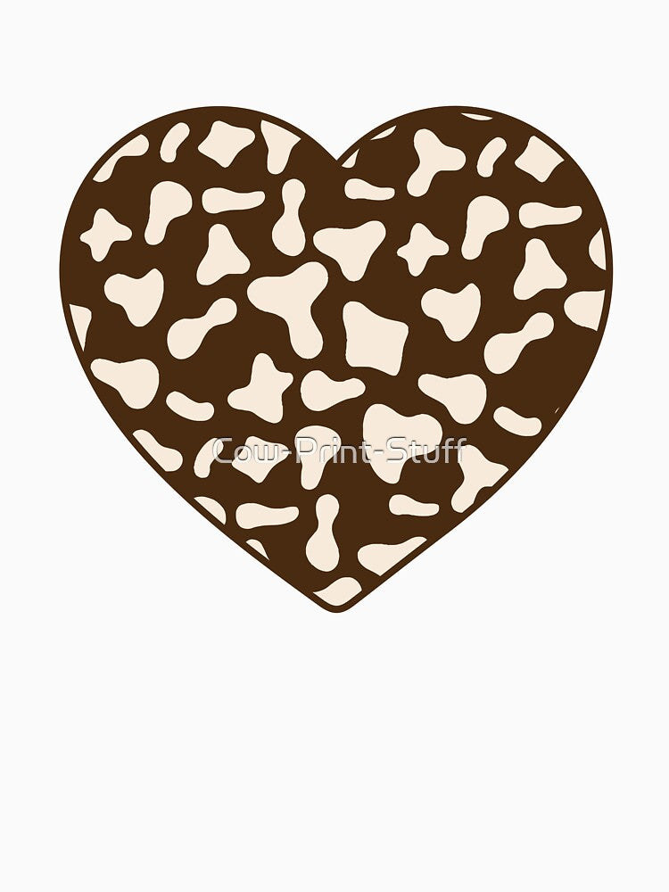 Brown Cow Pattern on Cream Cowhide | Cream Cow Skin Heart by Cow-Print-Stuff