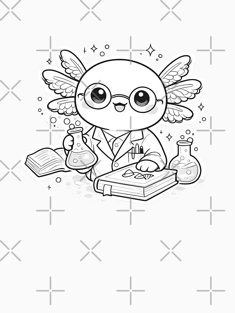 Cute Axolotl Scientist Axolotl Cute Art Perfect T-Shirt Gift Idea by Divakar Fashion