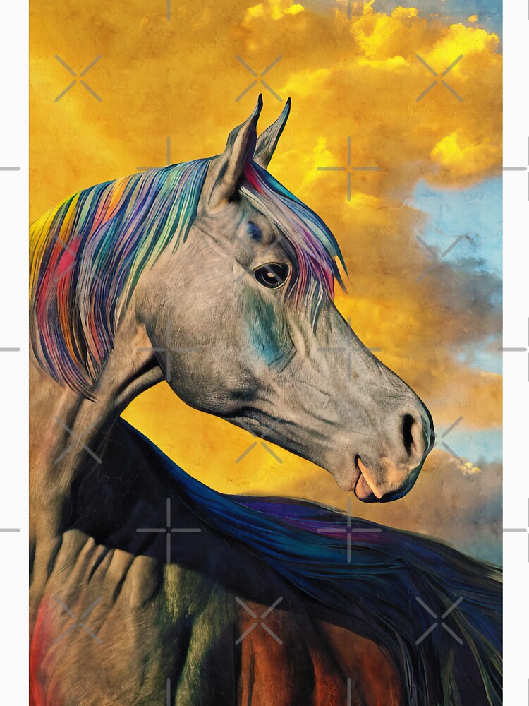 Arabian horse portrait in the sunset light – digital painting by NickoPrints