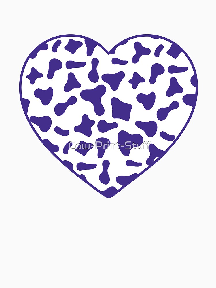 Purple Cow Pattern on White Cowhide | White Cow Skin Heart by Cow-Print-Stuff