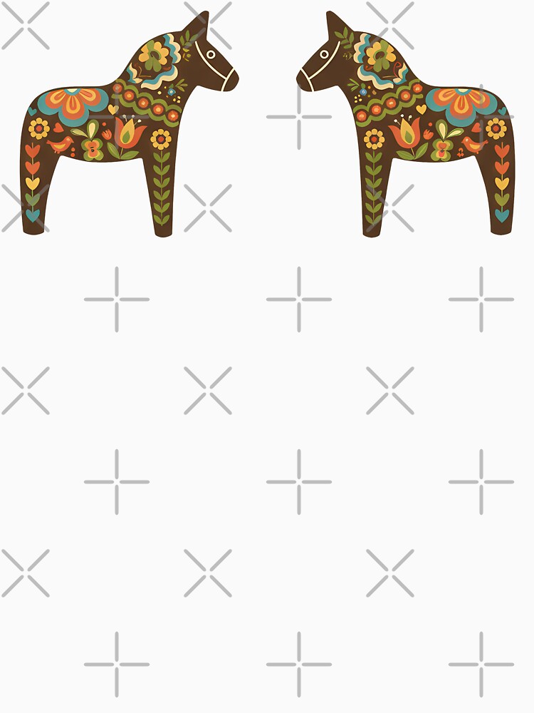 Brown Dala Horse Pair – Scandinavian Folk Art Fusion by heidiannemorris © by FOLK ART FUSION by heidiannemorris