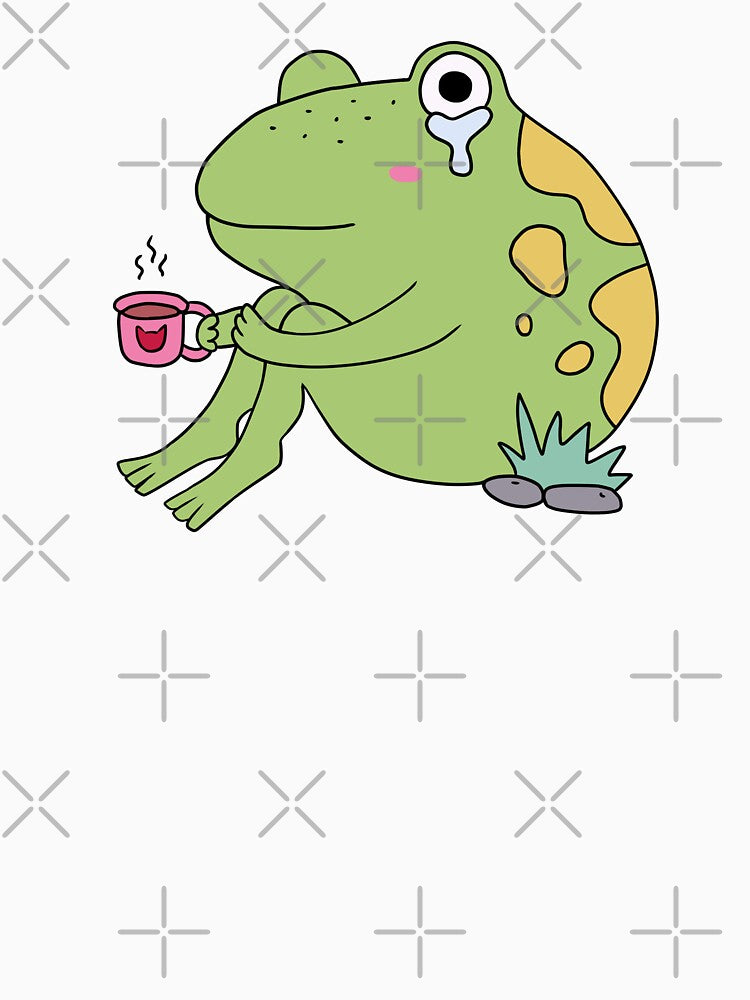 Sad Frog with Coffee Cup by YumeKurenai