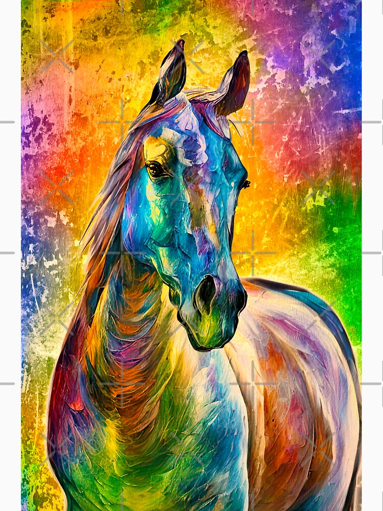 Colorful Arabian horse on a rusty metal background – digital painting by NickoPrints