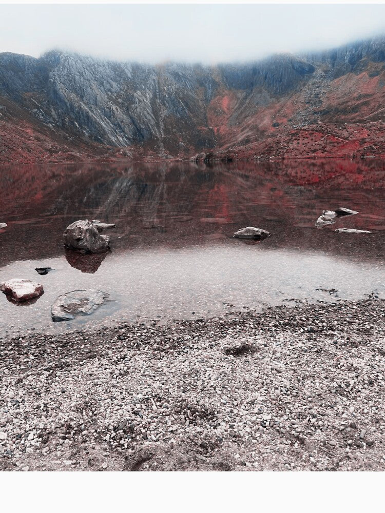 Red Mountain Reflection – Surreal Nature Landscape by Clauando