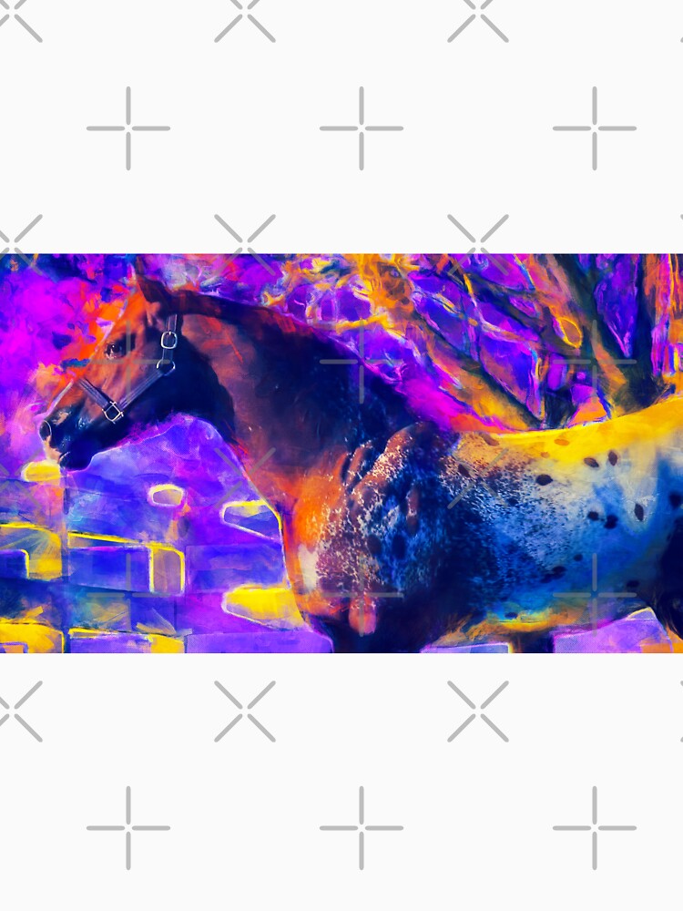 Appaloosa horse – colorful painting in violet and yellow by NickoPrints