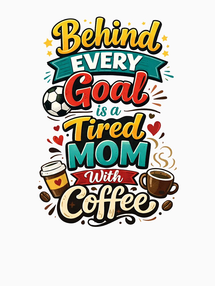Behind Every Goal Tired Mom Coffee - Funny Soccer Parent Art - Caffeine & Sports by JLMWorks