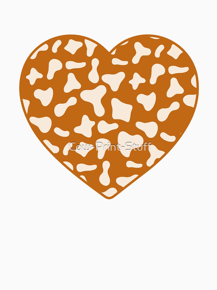 Cream Cow Pattern on Caramel Cowhide | Cream Cow Skin Heart by Cow-Print-Stuff