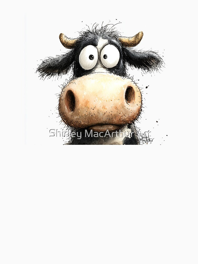 CoW PRiNT, ANiMaL PRiNT ' Malcom the Coo ' BY SHiRLeY MacARTHuR by Shirley MacArthur Art