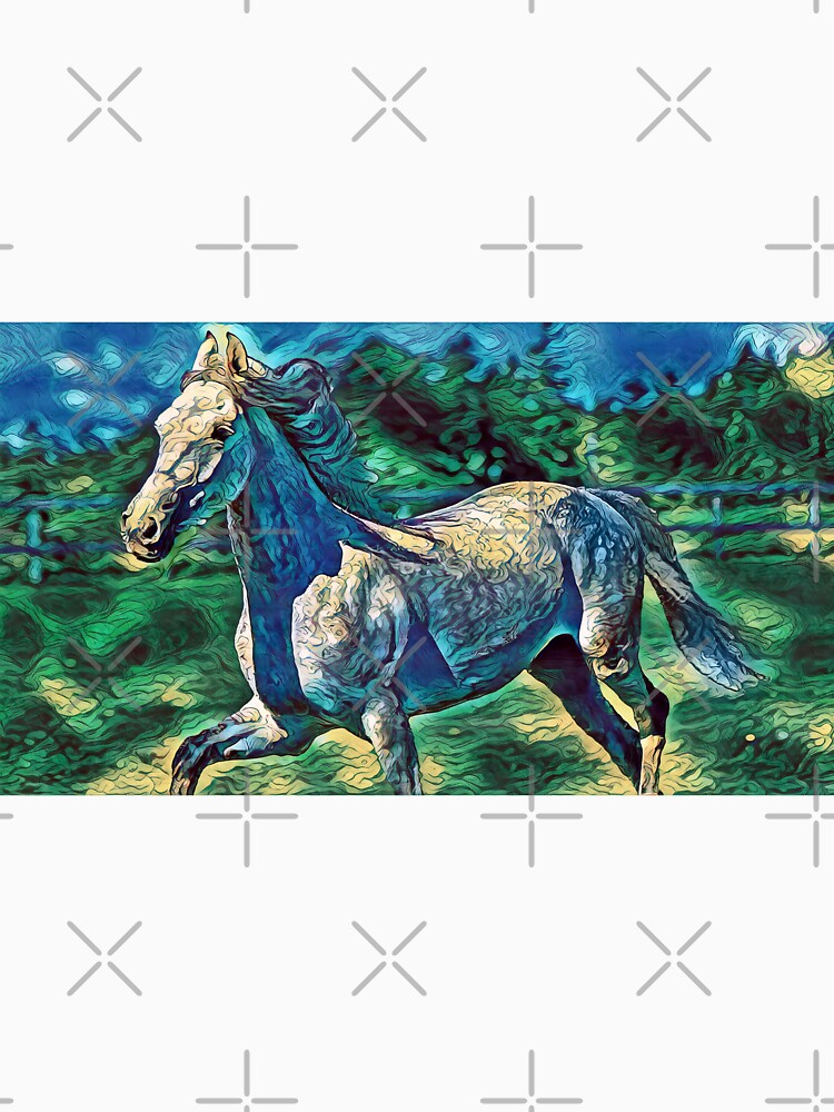 Orlov Trotter horse running – abstract curved lines art in blue and green by NickoPrints