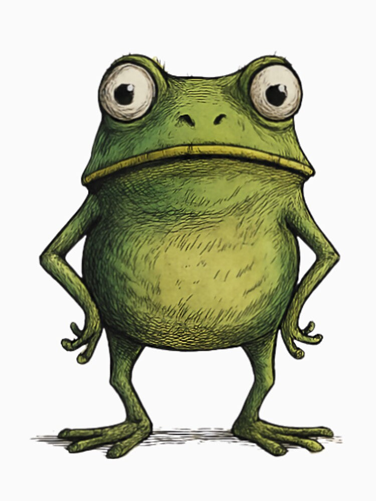 Serious Frog – Funny Vintage Cartoon T-Shirt by WakaWakoStudio