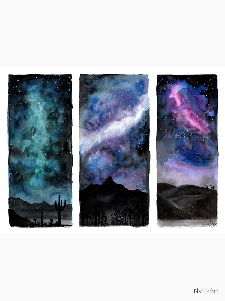 Night sky over the desert watercolor by NvH-Art