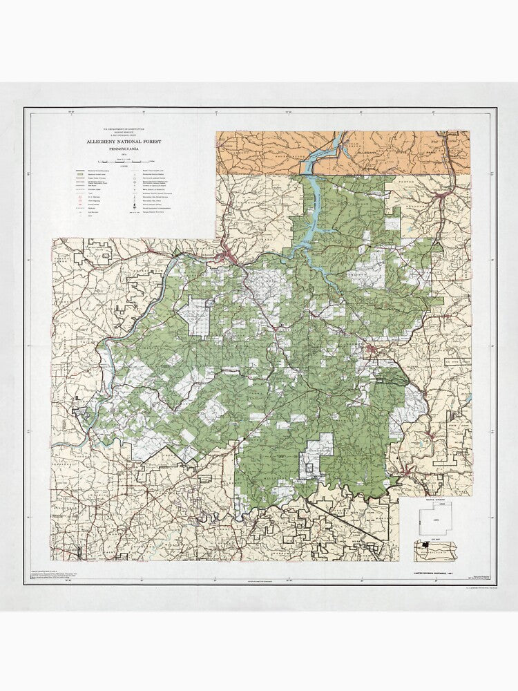 Allegheny National Forest Map (1974) Pennsylvania Nature Reserve Atlas by BravuraMedia