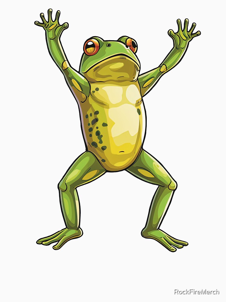 Funny Frog With Hands Up by RockFireMerch