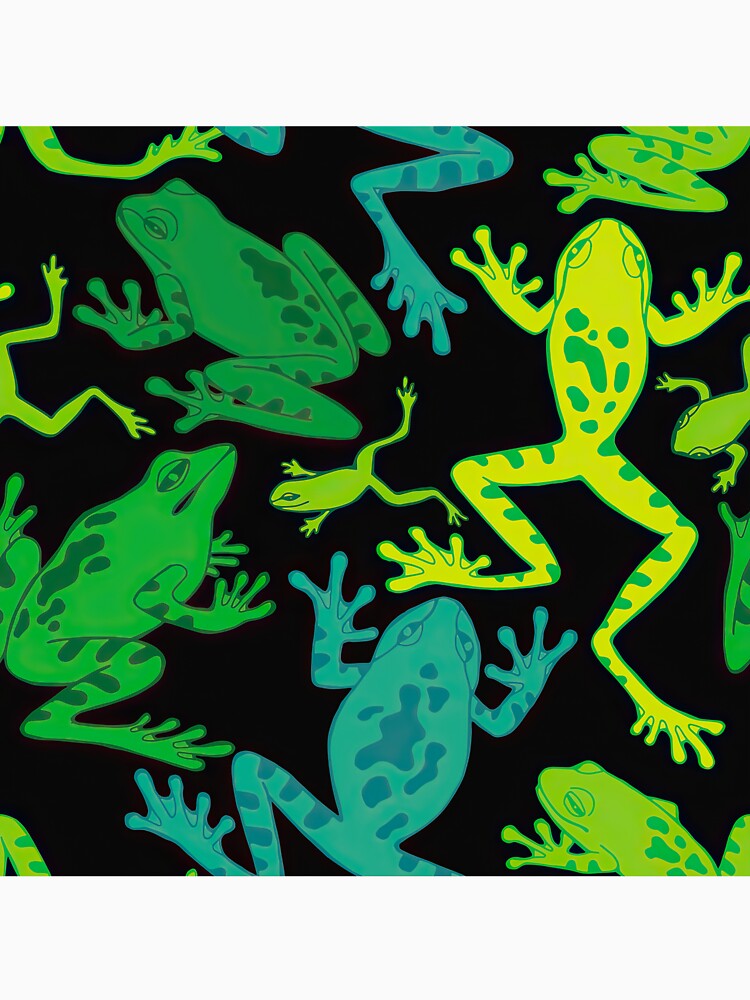 Different Frogs On Black by CatheriLove
