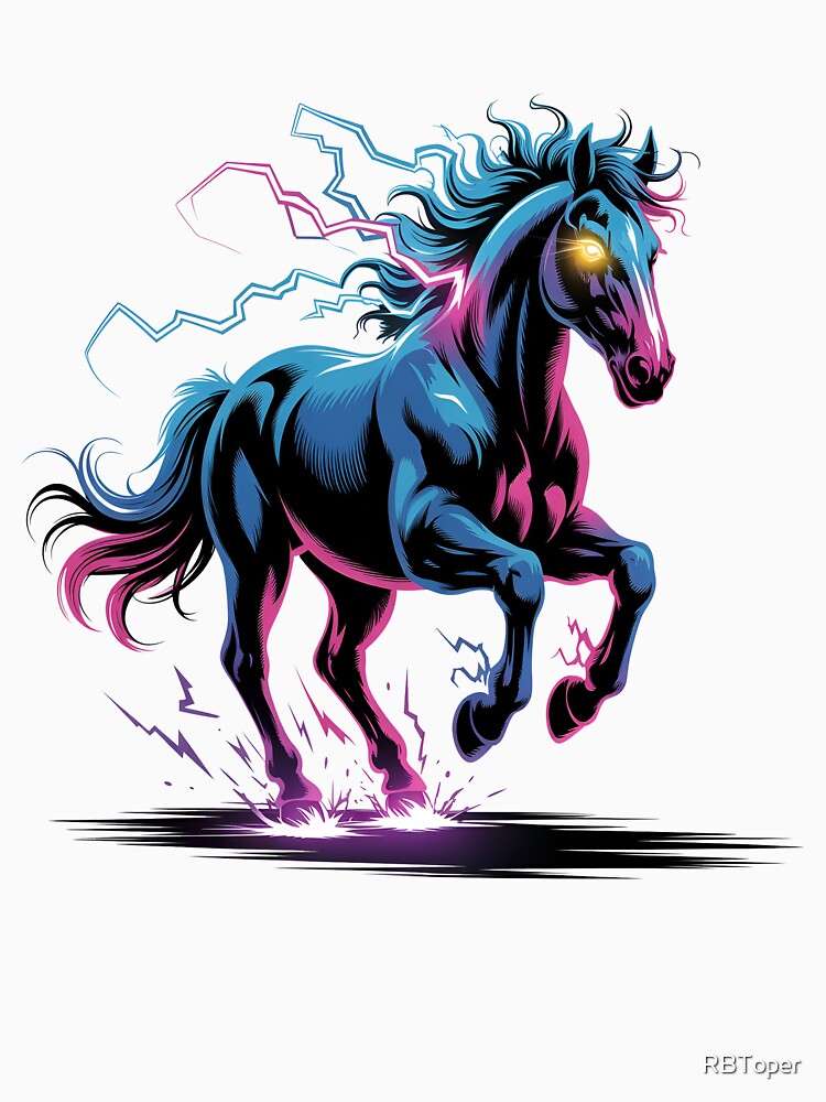 Neon Cosmic Horse – Vibrant Galaxy Glow Running Horse Design by RBToper