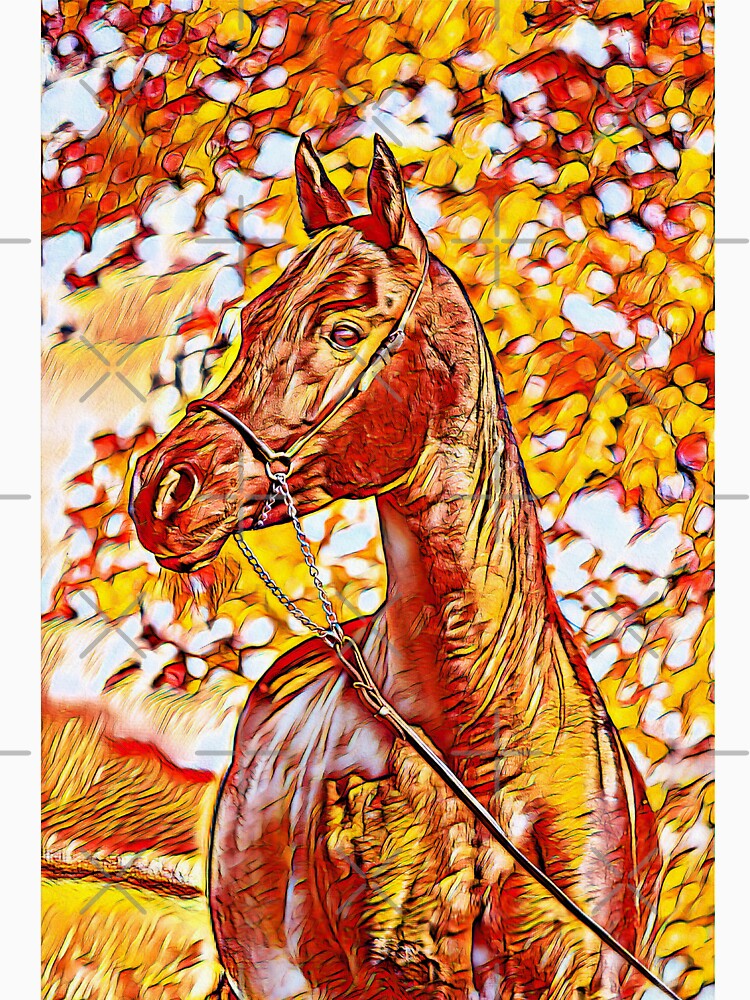 Arabian horse sitting in front of a tree – warm colors digital art by NickoPrints