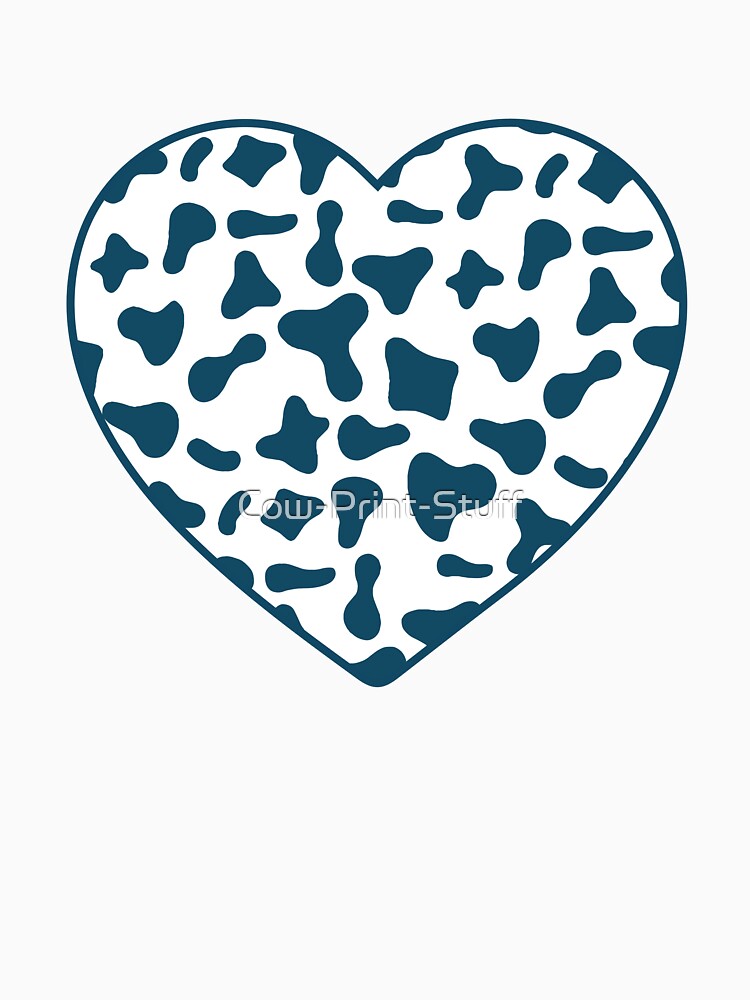 Royal Blue Cow Pattern on White Cowhide | White Cow Skin Heart by Cow-Print-Stuff