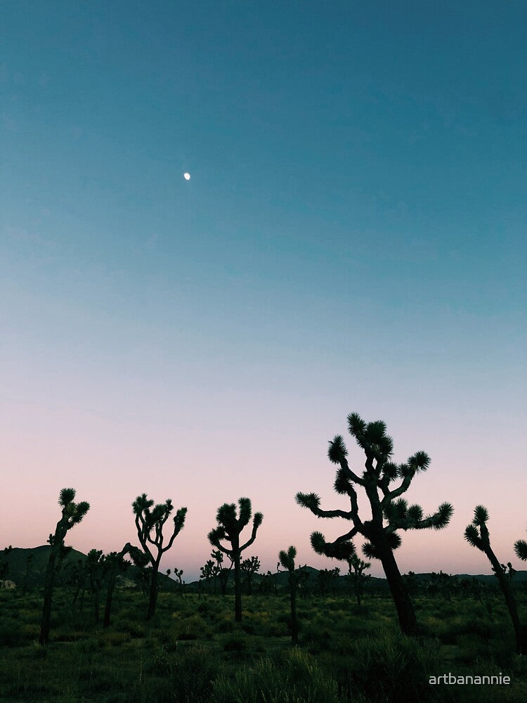 moon glow over joshua trees by artbanannie