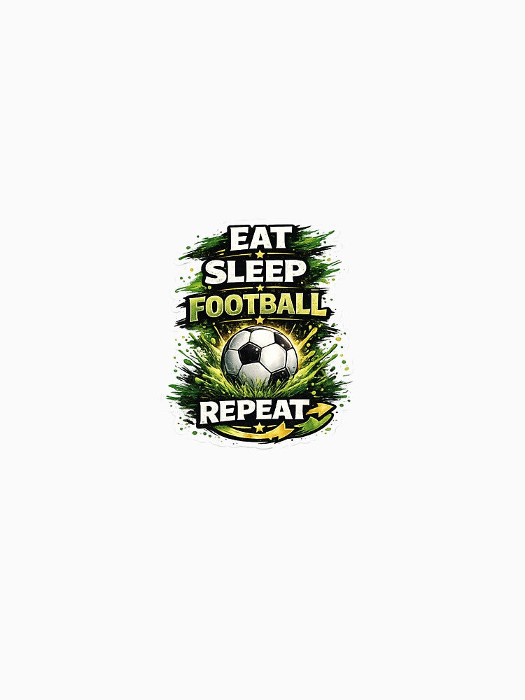 Eat Sleep Football Repeat Sticker | Soccer Lover Gift | Colorful Sports Aesthetic by Vierdos