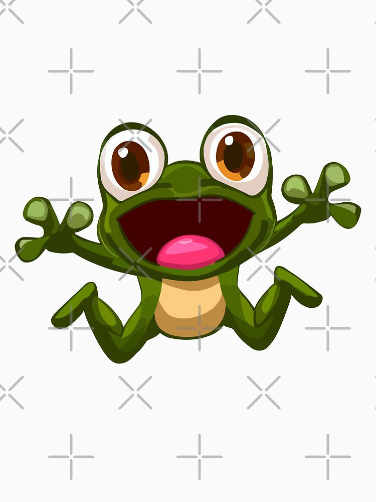 A thrilled frog leaping with wide open eyes and a big smile by Colorful Dreams