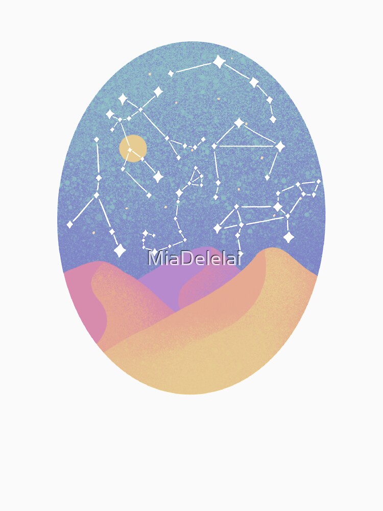 Ombre Cosmic Desert Night with Zodiac Constellations in the Sky by MiaDelelai