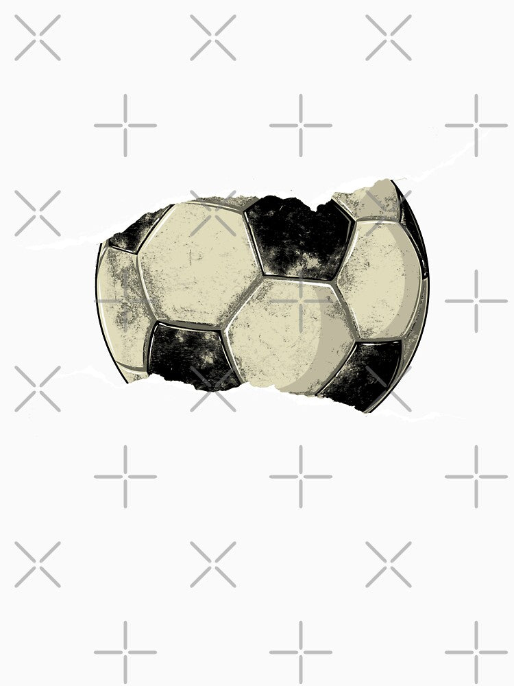 Vintage Soccer Ball Breaking Through Torn Paper by PMSNshop