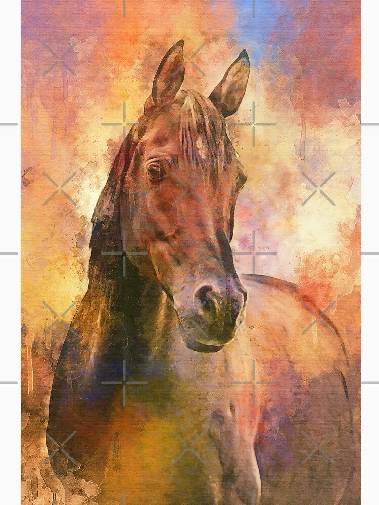 Brown Arabian horse portrait - aquarelle by NickoPrints