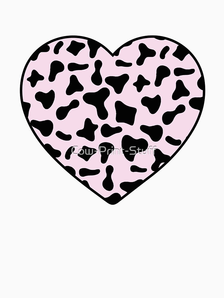 Black Cow Pattern on Pink Cowhide | Pink Cow Skin Heart by Cow-Print-Stuff