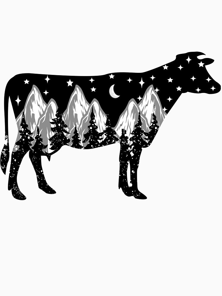 cow animal lover night mountain christmas gift by alaechamlal