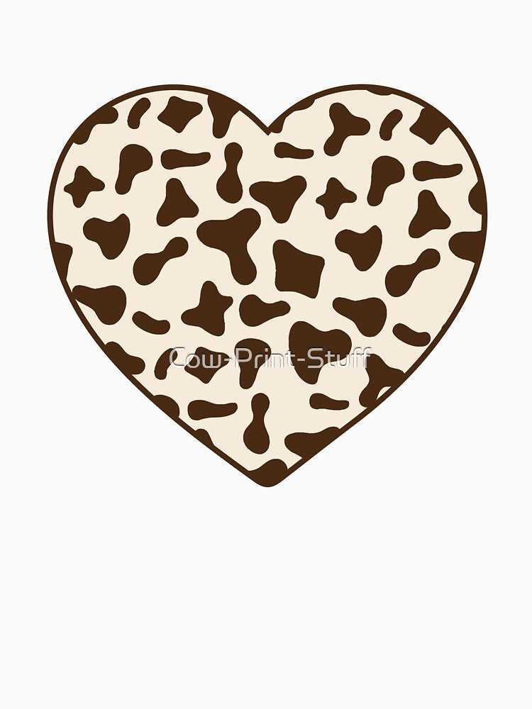 Brown Cow Pattern on Cream Cowhide | Brown Cow Skin Heart by Cow-Print-Stuff