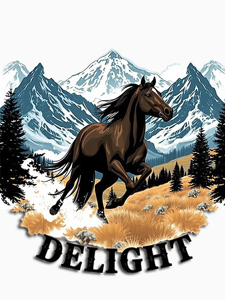Horse Riding Apparel - Mountain and Horse T-Shirt by freirestone
