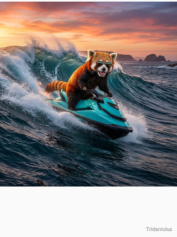 Red Panda Motors Down a Wave by Tridentulus