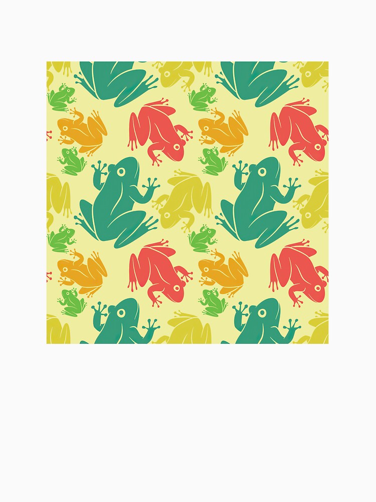 Multicolor Frogs On Yellow Pattern by KeeleyEdwards47