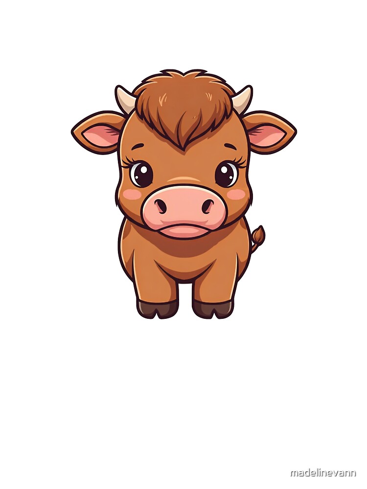 Cute Small Brown Cow Cartoon Caricature by madelinevann