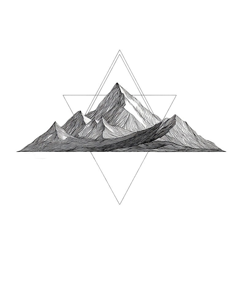 Geometric Mountain Triangle Line Art | black and white by TypoArtPrints