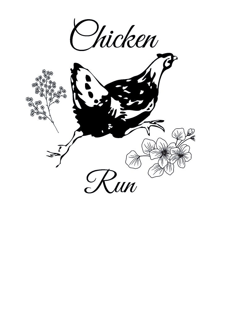 Funny Chicken Run Floral Print by Cluckin' Mad