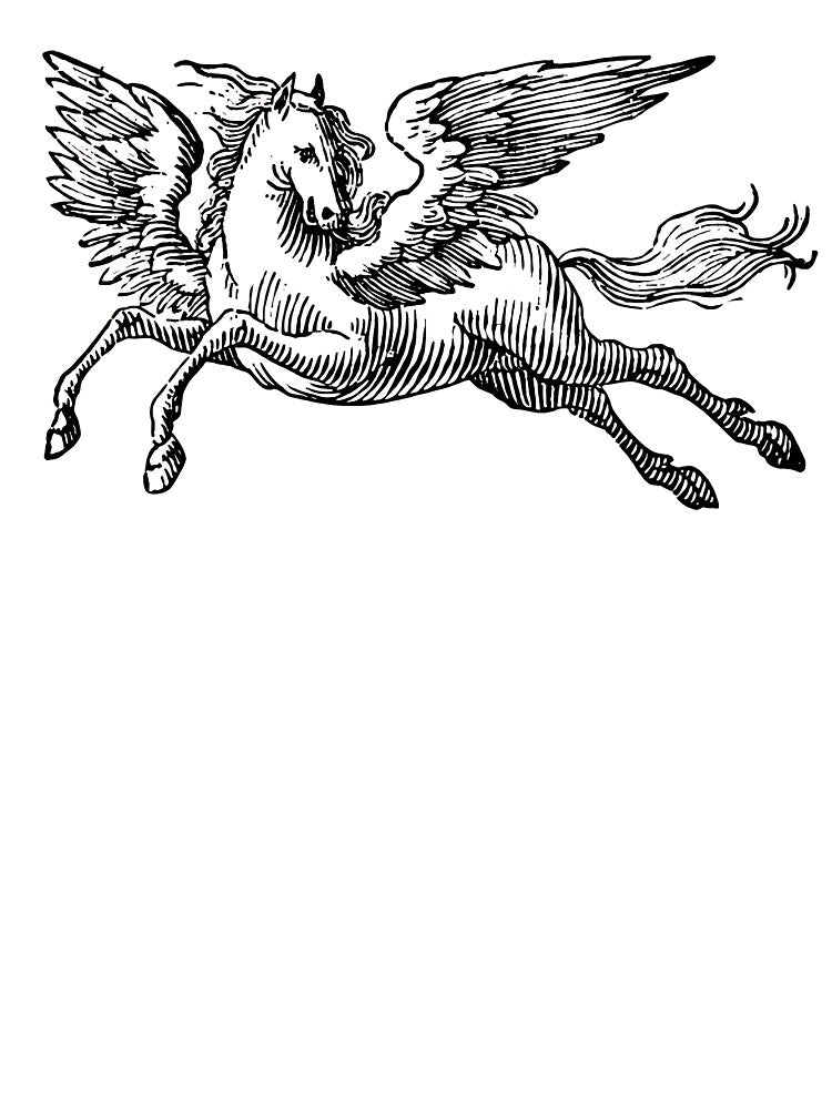 Pegasus woodcut 1715 vintage by S-M-P-A