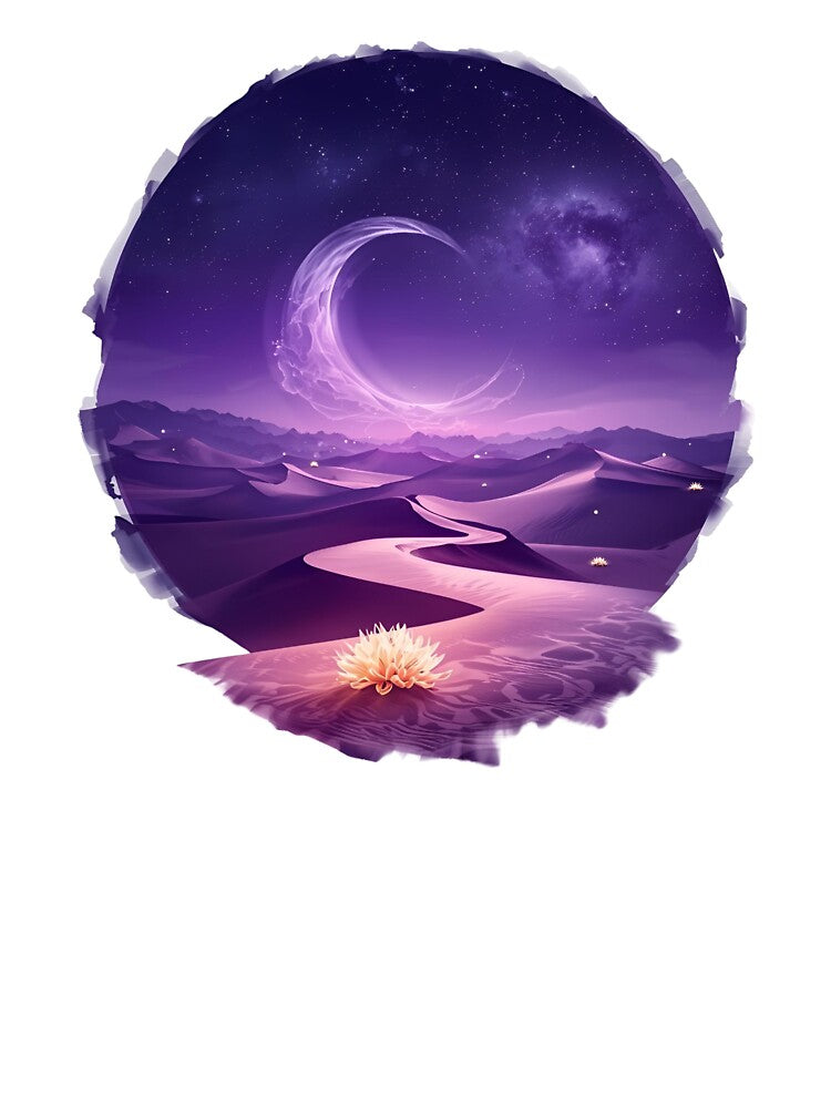 Enchanted Desert Mirage Artwork – Glowing Flowers & Dunes by catcurio