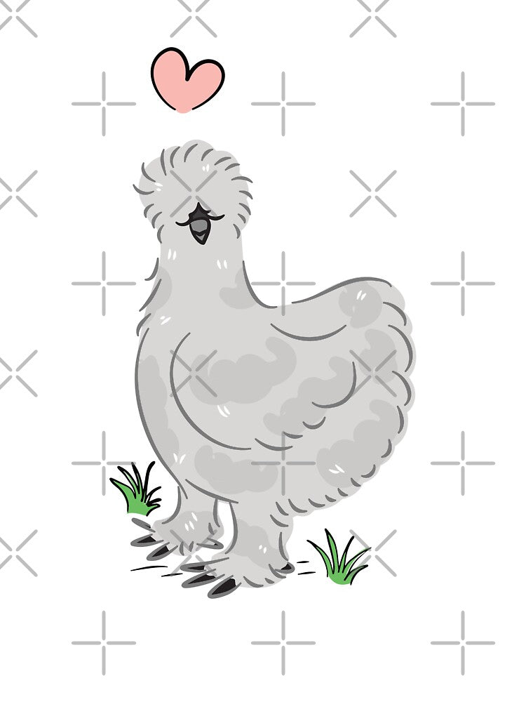 LOVE Gray Grey Silkie Chicken by Lulupainting