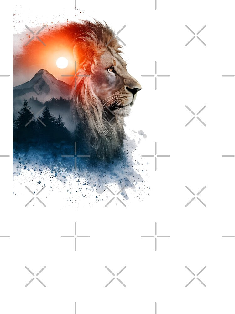 Double exposure of a lion and a mountain natural scenery by MRFEZOO2030