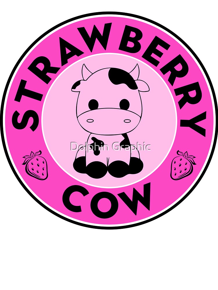 Strawberry Cow Logo Cute Animals Pet Pink Stamp Women Men Girls Kids by Dolphin Graphic