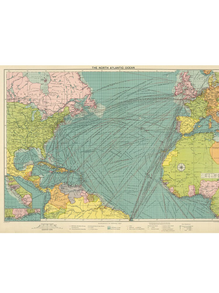 Vintage Atlantic Ocean Navigational Map (1922) by BravuraMedia